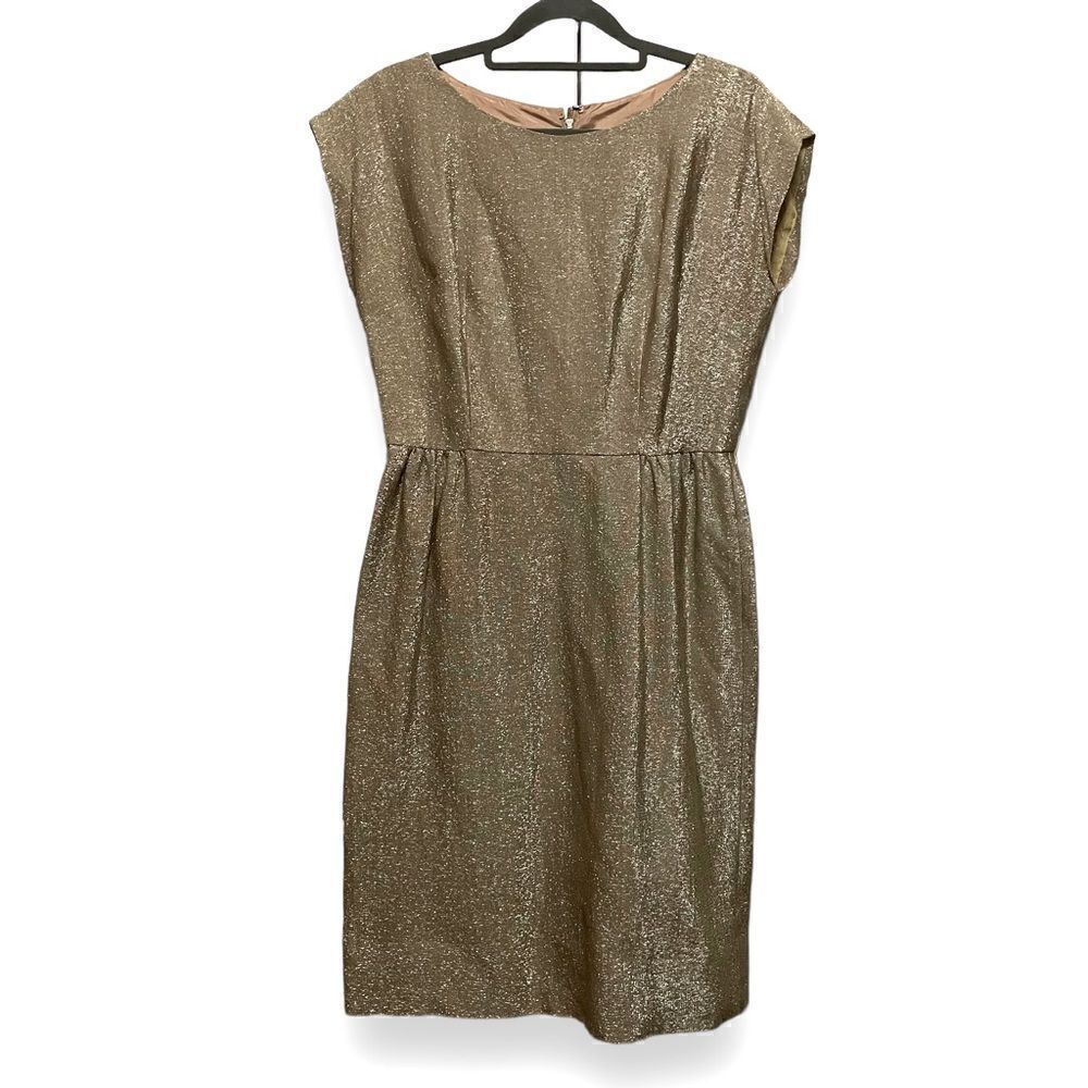 Vintage 60’s Cathy Gray Gold Metallic Dress Size 14